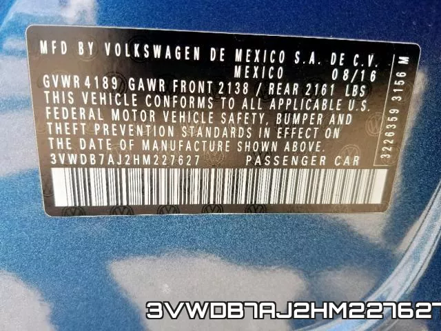 3VWDB7AJ2HM227627 фото 2