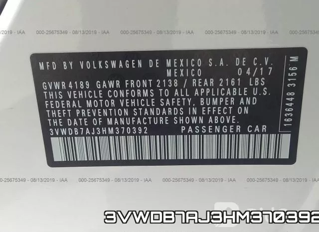 3VWDB7AJ3HM370392 фото 10