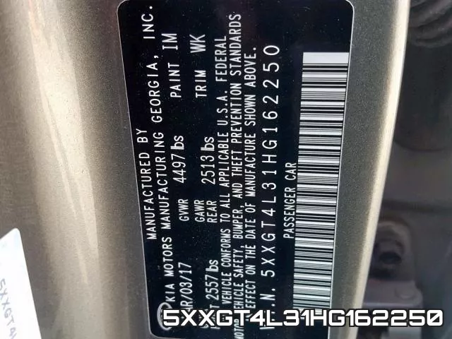 5XXGT4L31HG162250 фото 2