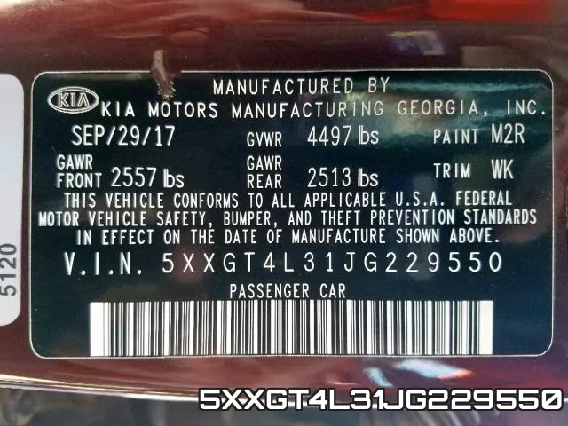 5XXGT4L31JG229550 фото 2