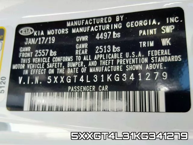 5XXGT4L31KG341279 фото 2