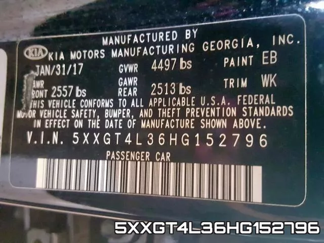 5XXGT4L36HG152796 фото 2