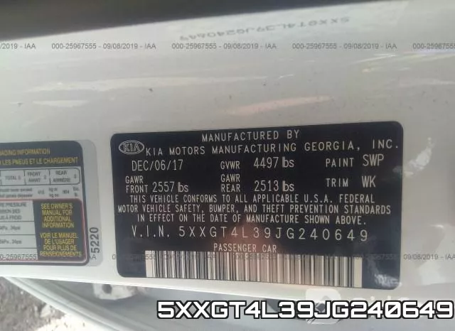 5XXGT4L39JG240649 фото 9