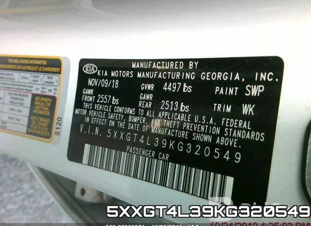 5XXGT4L39KG320549 фото 8