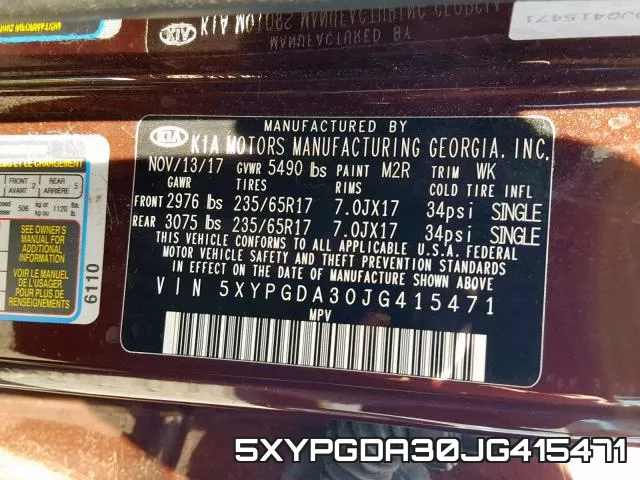 5XYPGDA30JG415471 фото 2