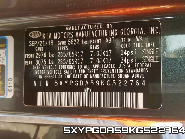 5XYPGDA59KG522764 фото 2