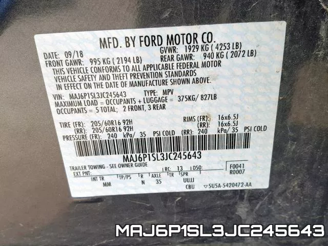 MAJ6P1SL3JC245643 фото 2