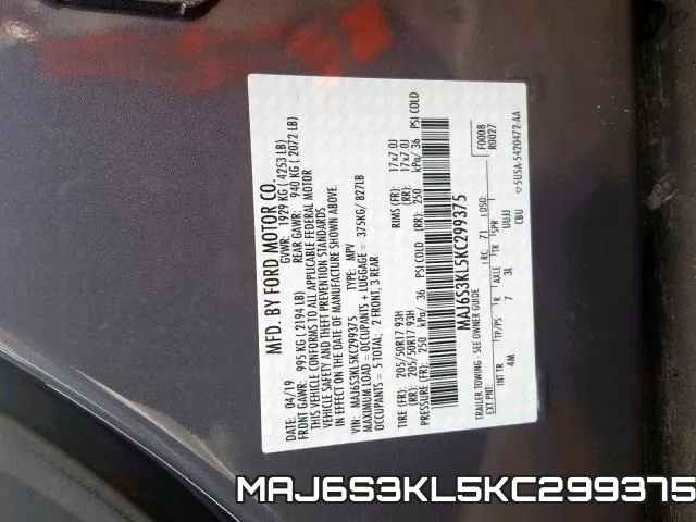 MAJ6S3KL5KC299375 фото 2
