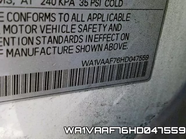 WA1VAAF76HD047559 фото 2