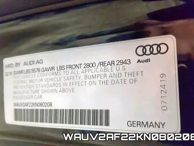 WAUV2AF22KN080208 фото 2