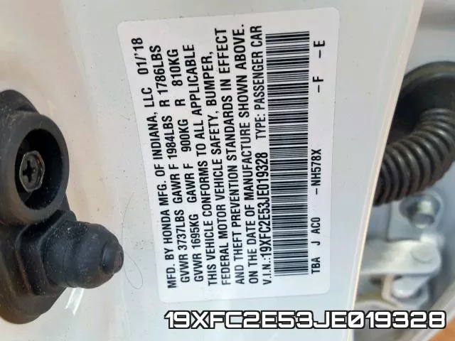 19XFC2E53JE019328 фото 2