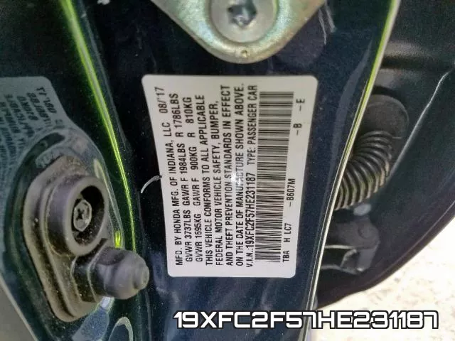 19XFC2F57HE231187 фото 2