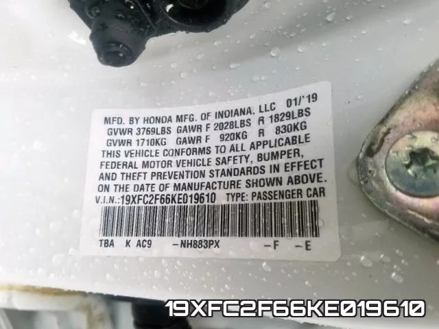 19XFC2F66KE019610 фото 2