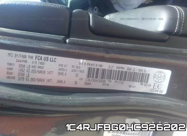 1C4RJFBG0HC926202 фото 10