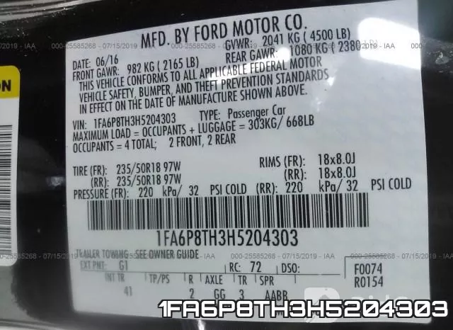 1FA6P8TH3H5204303 фото 10