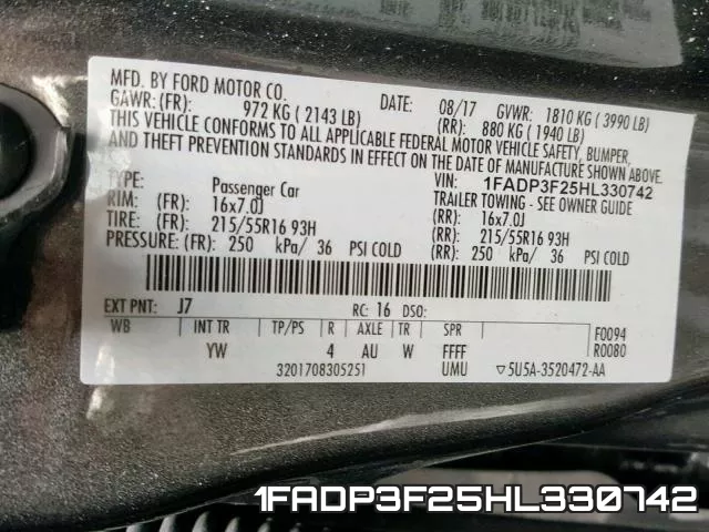 1FADP3F25HL330742 фото 2