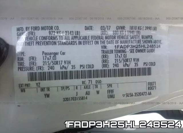 1FADP3H25HL248524 фото 10