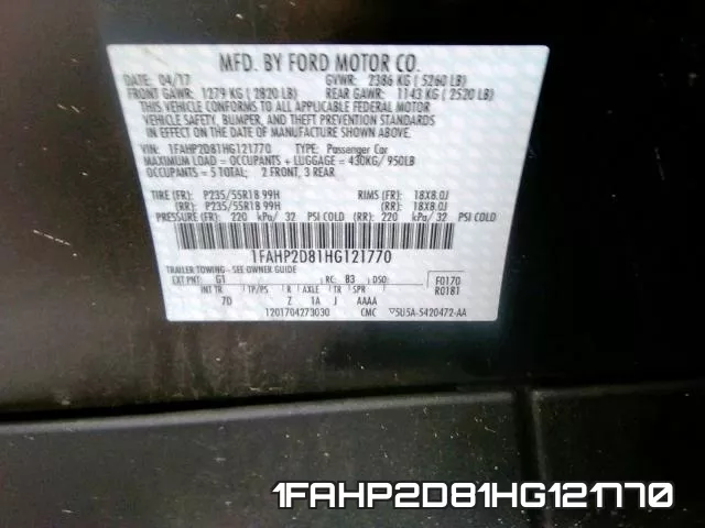 1FAHP2D81HG121770 фото 2
