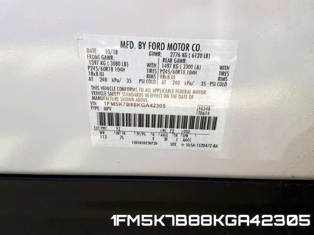1FM5K7B88KGA42305 фото 2