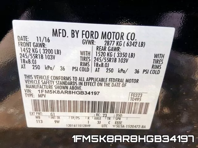 1FM5K8AR8HGB34197 фото 2
