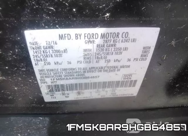 1FM5K8AR9HGB64857 фото 10