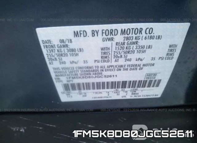 1FM5K8D80JGC52611 фото 10