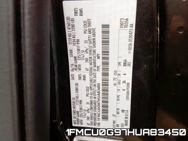 1FMCU0G97HUA83450 фото 2