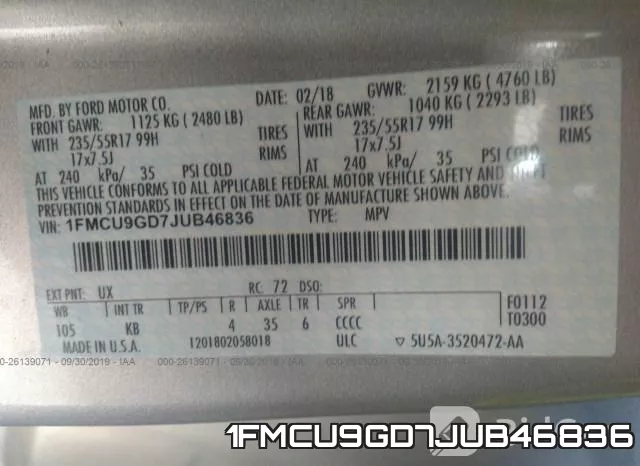 1FMCU9GD7JUB46836 фото 10