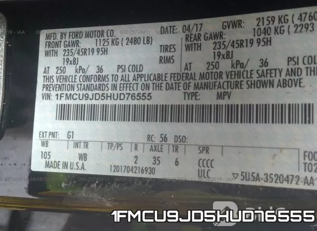 1FMCU9JD5HUD76555 фото 10