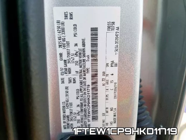 1FTEW1CP9HKD11719 фото 2