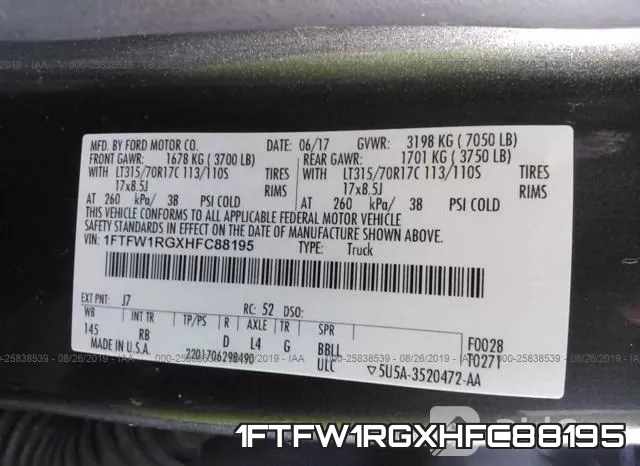 1FTFW1RGXHFC88195 фото 10