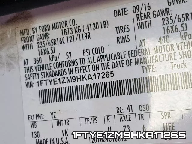 1FTYE1ZM9HKA17265 фото 2