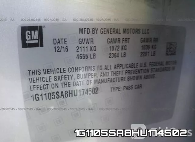 1G1105SA8HU174502 фото 10