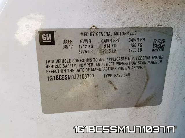 1G1BC5SM1J7103717 фото 2