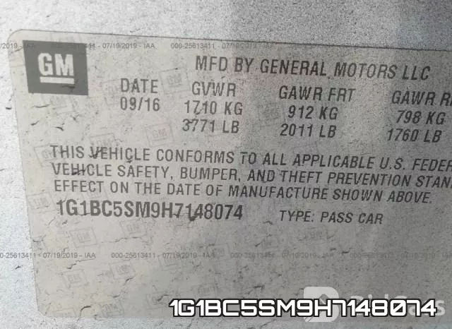 1G1BC5SM9H7148074 фото 10
