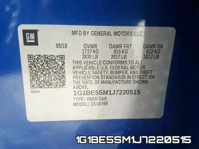 1G1BE5SM1J7220515 фото 2