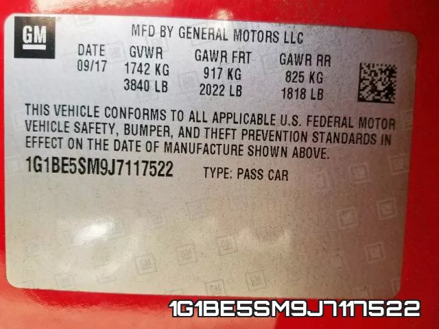 1G1BE5SM9J7117522 фото 2