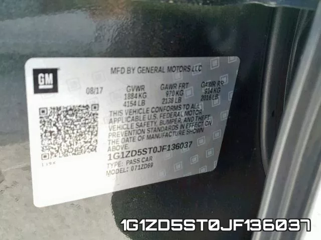 1G1ZD5ST0JF136037 фото 2