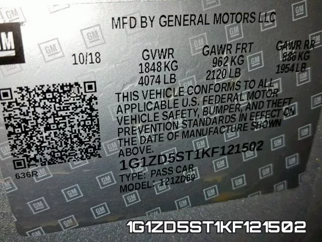 1G1ZD5ST1KF121502 фото 2