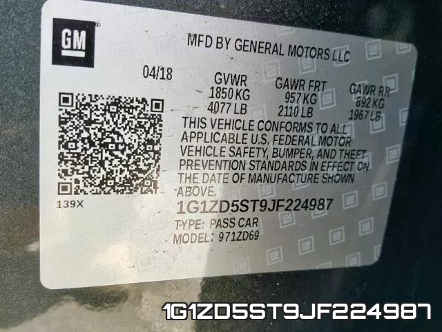 1G1ZD5ST9JF224987 фото 2