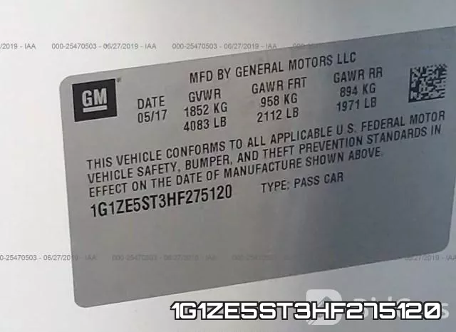 1G1ZE5ST3HF275120 фото 10