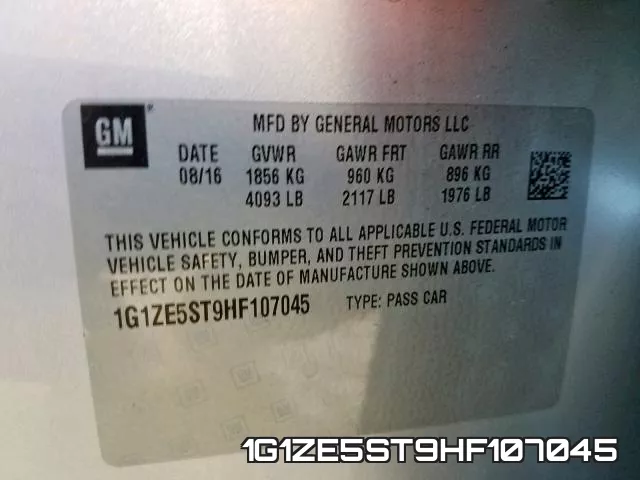 1G1ZE5ST9HF107045 фото 2