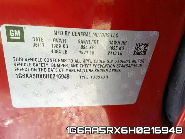 1G6AA5RX6H0216948 фото 2