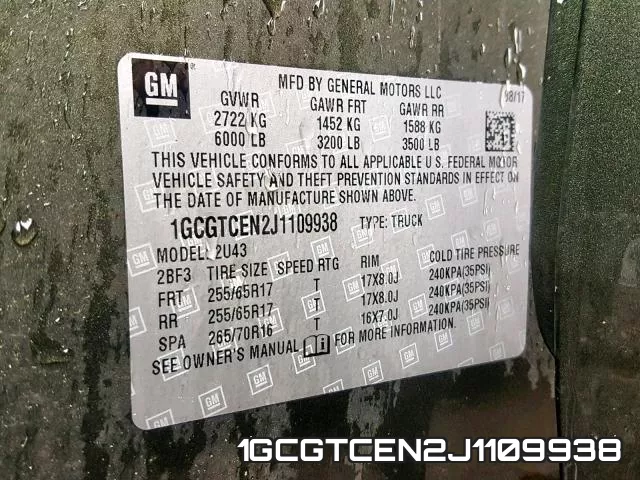 1GCGTCEN2J1109938 фото 2