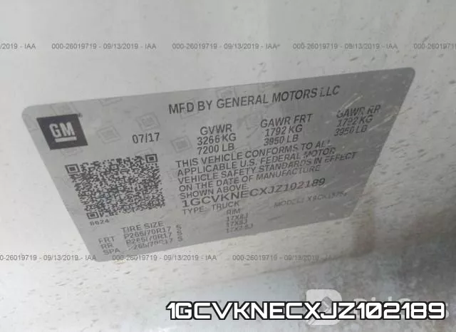 1GCVKNECXJZ102189 фото 10