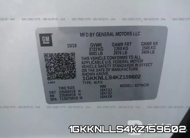1GKKNLLS4KZ159602 фото 10