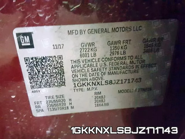 1GKKNXLS8JZ171743 фото 2
