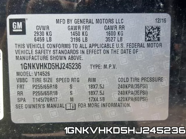 1GNKVHKD5HJ245236 фото 2