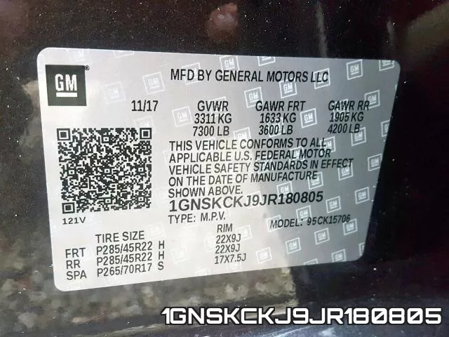 1GNSKCKJ9JR180805 фото 2