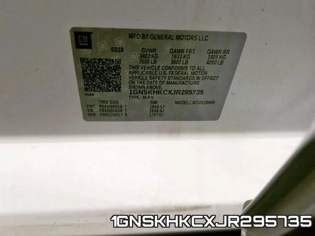 1GNSKHKCXJR295735 фото 2
